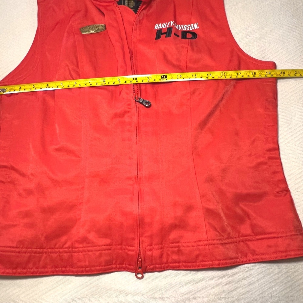 Harley Davidson‎ Vintage 90s Orange Motorcycle Vest Womens Medium - Picture 5 of 9
